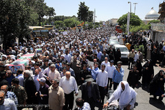 مراسم تشییع پیکر پاک مجاهد جانباز شهید حجت الاسلام سید «مهدی تقوی» از شهدای حادثه تروریستی مجلس در قم