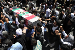 مراسم تشییع پیکر پاک مجاهد جانباز شهید حجت الاسلام سید «مهدی تقوی» از شهدای حادثه تروریستی مجلس در قم