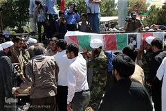 مراسم تدفین پیکر پاک مجاهد جانباز شهید حجت الاسلام سید «مهدی تقوی» از شهدای حادثه تروریستی مجلس در گلزار شهدای قم