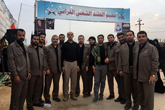 حضور و اجرای گروه محمدرسول الله(ص) در مسیر پیاده روی اربعین (عمود ۱۱۲۲)موکب حشدالشعبی (بسیج مردمی)عراق