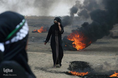 تظاهرات فلسطینیان معترض به انتقال سفارت آمریکا به بیت المقدس در نوار غزه