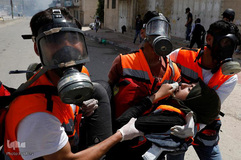 تظاهرات فلسطینیان معترض به انتقال سفارت آمریکا به بیت المقدس در نوار غزه