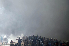 تظاهرات فلسطینیان معترض به انتقال سفارت آمریکا به بیت المقدس در نوار غزه