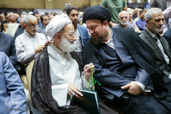 سید حسن خمینی و آیت الله محمد امامی کاشانی مراسم یادبود حجت الاسلام احمد احمدی