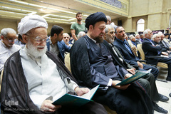 سید حسن خمینی و آیت الله محمد امامی کاشانی مراسم یادبود حجت الاسلام احمد احمدی