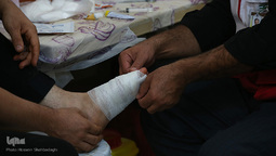 حال و هوای موکب حرم حضرت معصومه(س)در طریق نجف به کربلا⁩