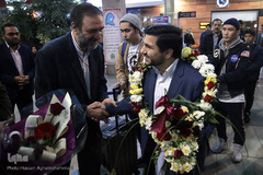 سید علی سرابی، قائم مقام شورای عالی قرآن در مراسم استقبال از محمدحسن موحدی، نفر دوم شانزدهمین دوره مسابقات بین‌المللی قرآن تونس 