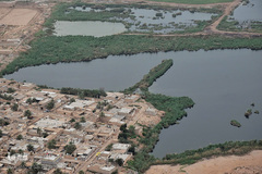 تصاویر هوایی از رودخانه کارون و منطقه سیل‌زده بامدژ