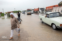 مسدود شدن جاده اهواز ـ شوش با بالا آمدن سطح آب