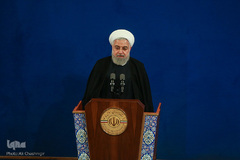 حجت‌الاسلام والمسلمین حسن روحانی، رئیس جمهور اسلامی ایران در مراسم بزرگداشت سالروز تأسیس جهاددانشگاهی