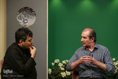 از راست جبار آذین زاده، نویسنده، منتقد و مدرس سینما و تلویزیون و عباس نعمتی نویسنده فیلمنامه «بوی باران»