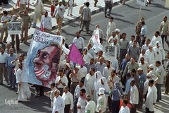 مراسم برائت از مشرکین زائرین ایرانی بیت الله الحرام پیش از شهادت به دست جنایتکاران سعودی در سال ۶۶