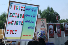 خدمات فرهنگی و مذهبی موکب های «حشد الشعبی» در مسیر پیاده روی اربعین