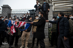 تجمع محکومیت ترور شهید محسن فخری‌زاده مقابل مجلس