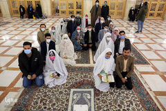 جشن ازدواج ۲۰زوج از خانواده های تحت پوشش خیریه شمیم مهرسبحان(شمس) در حرم مطهر رضوی