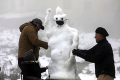 بارش کم سابقه برف در رام الله