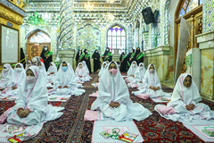 مراسم جشن تکلیف 42 دختر در امامزاده پنج تن لویزان