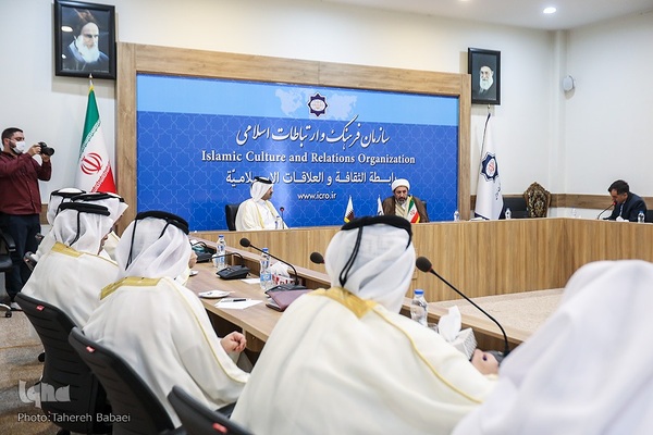 دیدار حجت‌الاسلام والمسلمین محمد‌مهدی ایمانی‌پور، رئیس سازمان فرهنگ و ارتباطات اسلامی با عبدالرحمن بن حمد بن جاسم بن حمد آل ثانی، وزیر فرهنگ قطر