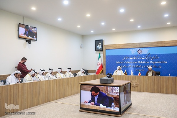 دیدار حجت‌الاسلام والمسلمین محمد‌مهدی ایمانی‌پور، رئیس سازمان فرهنگ و ارتباطات اسلامی با عبدالرحمن بن حمد بن جاسم بن حمد آل ثانی، وزیر فرهنگ قطر