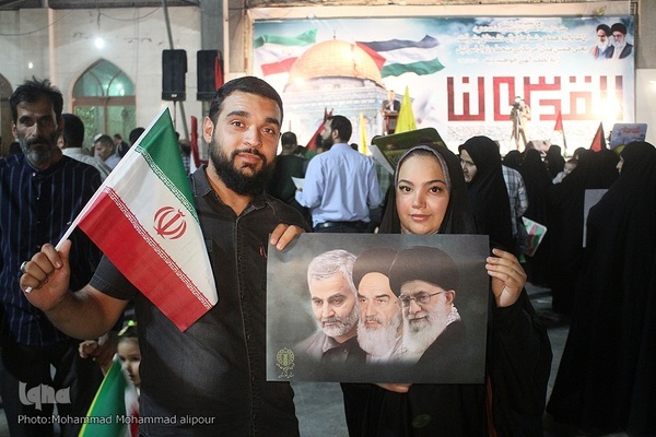 تجمع مردم اهواز در حمایت از جبهه مقاومت