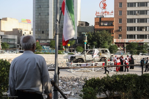 گلباران آمبولانس هدف‌قرارگرفته شده توسط رژیم صهیونیستی در میدان هفت‌تیر