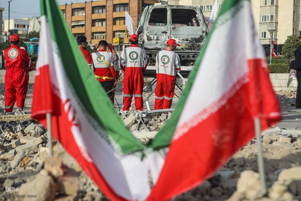 گلباران آمبولانس هدف‌قرارگرفته شده توسط رژیم صهیونیستی در میدان هفت‌تیر