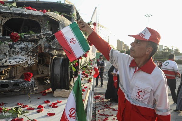 گلباران آمبولانس هدف‌قرارگرفته شده توسط رژیم صهیونیستی در میدان هفت‌تیر