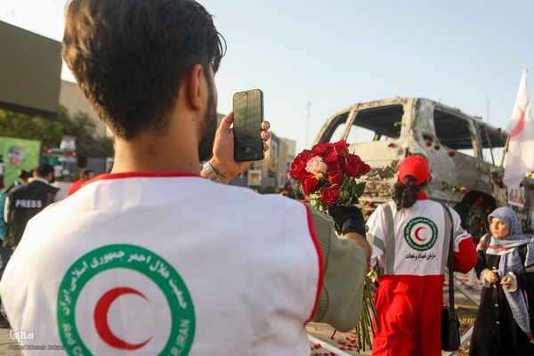 گلباران آمبولانس هدف‌قرارگرفته شده توسط رژیم صهیونیستی در میدان هفت‌تیر