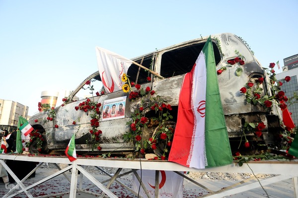 گلباران آمبولانس هدف‌قرارگرفته شده توسط رژیم صهیونیستی در میدان هفت‌تیر