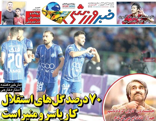 صفحه نخست روزنامه‌های ‌یکشنبه ۱۱ آبان ۱۴۰۴