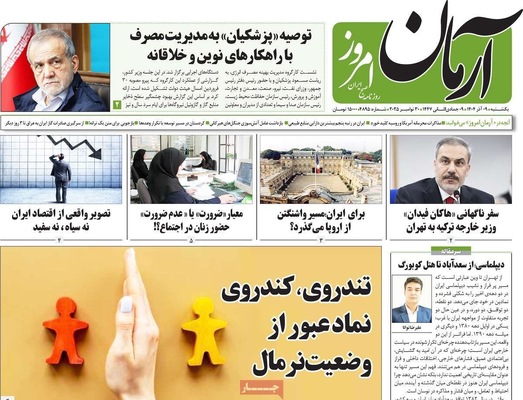 صفحه نخست روزنامه‌های یکشنبه ۹ آذر ۱۴۰۴