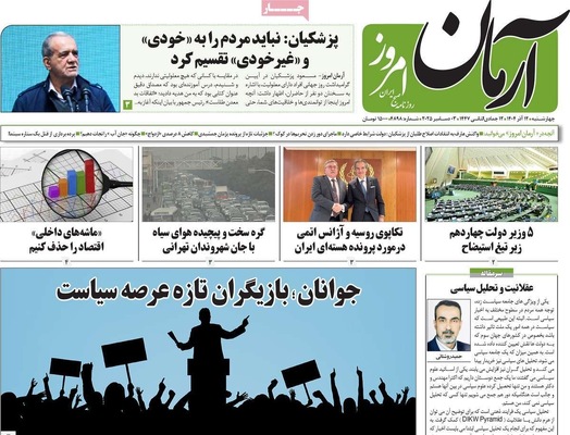 صفحه نخست روزنامه‌های چهارشنبه ۱۲ آذر ۱۴۰۴
