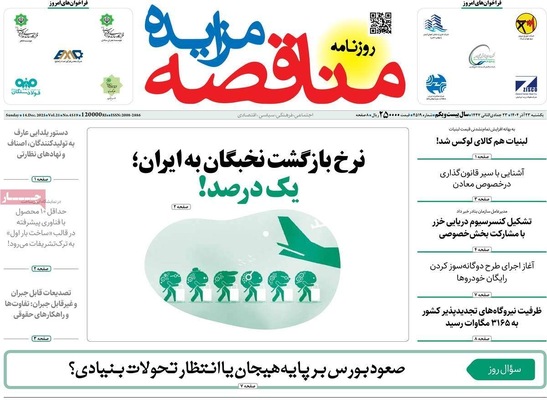 صفحه نخست روزنامه‌های یکشنبه ۲۳ آذر ۱۴۰۴